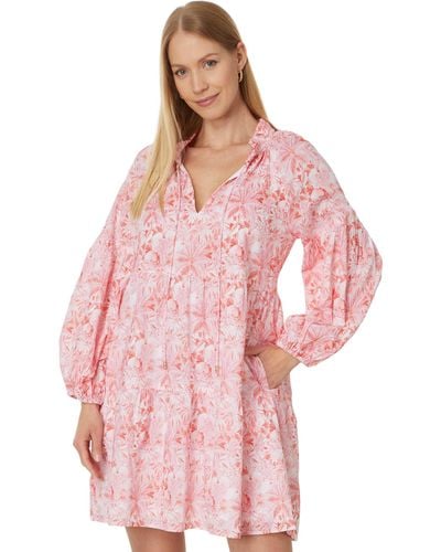 Tommy Bahama Petit Palma Ls Short Dress - Pink