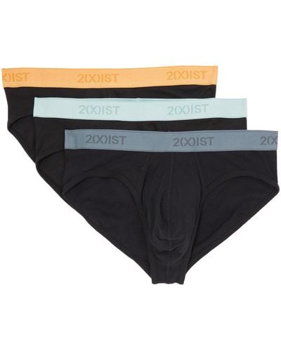 2xist 2(x)ist 3-pack Essential No Show Brief (black With Buff Orange/black With Surf Spray/black Stormy Weathe) Underwear