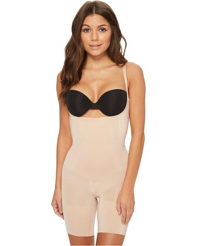 Spanx Shapewear For Women Oncore Open-bust Mid-thigh Bodysuit - Natural