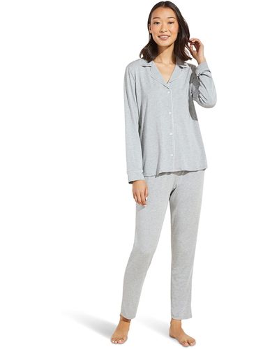 Eberjey Gisele Slim Tuxedo Pajama Set - Gray