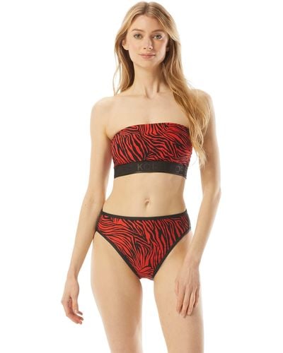 MICHAEL Michael Kors Zebra Zip Back Bandeau - Red