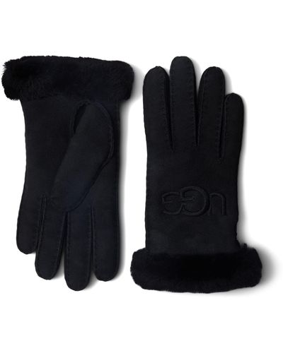 UGG Embroidered Water Resistant Sheepskin Gloves With Tech Palm - Black