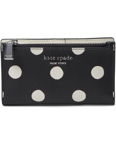 Kate Spade Morgan Sunshine Dot Printed Pvc Small Slim Bifold Wallet - Black