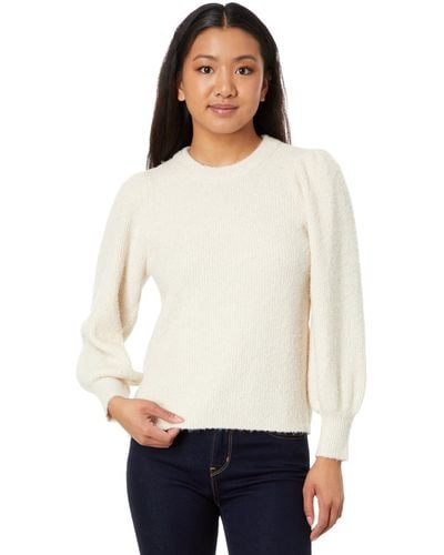 Lilla P 3/4 Sleeve Puff Sleeve Sweater - White