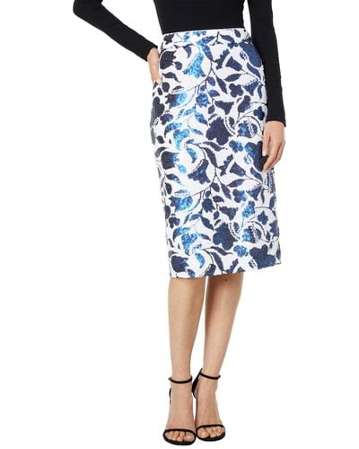 Kate Spade Zigzag Floral Sequin Skirt - Blue