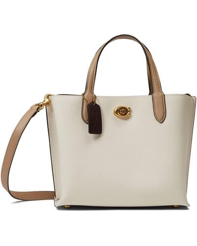 COACH Color-block Leather Willow Tote 24 - White
