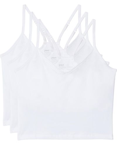 Pact Everyday Shelf Bra Cropped Camisole 3-pack - White