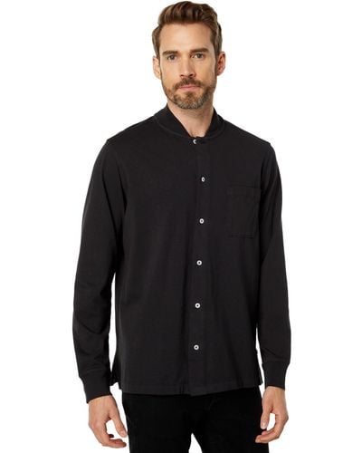 Good Man Brand Long Sleeve Rib Collar Shirt - Black