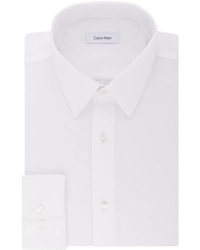 Calvin Klein Dress Shirt Regular Fit Non Iron Stretch Solid - White