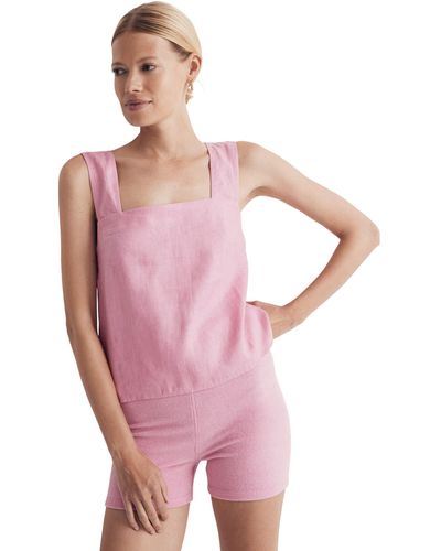 Madewell 100% Linen Cross-back Sleeveless Top - Pink