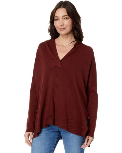 Lilla P Oversized Shawl Collar Sweater - Red