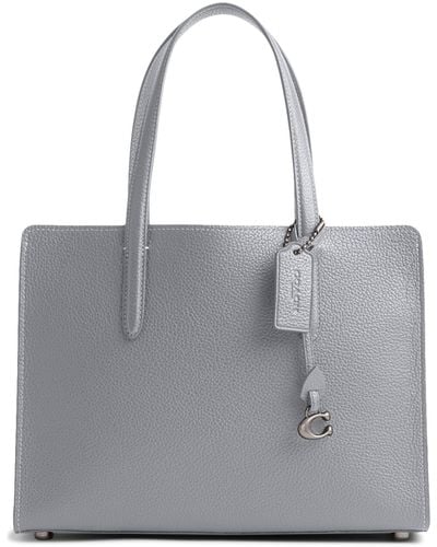 COACH Polished Pebble Leather Carter Carryall 28 - Gray