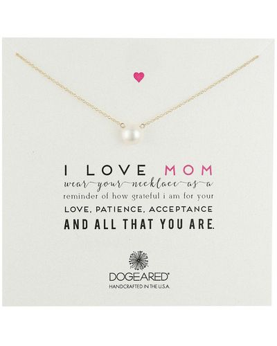 Dogeared I Love Mom Pearl Necklace - Metallic