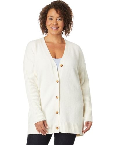 L.L. Bean Plus Size The Essential Cocoon Cardigan Sweater - White