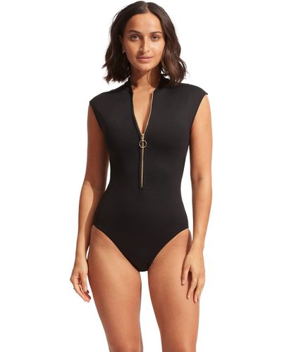 Seafolly Collective Zip Front One-piece - Black