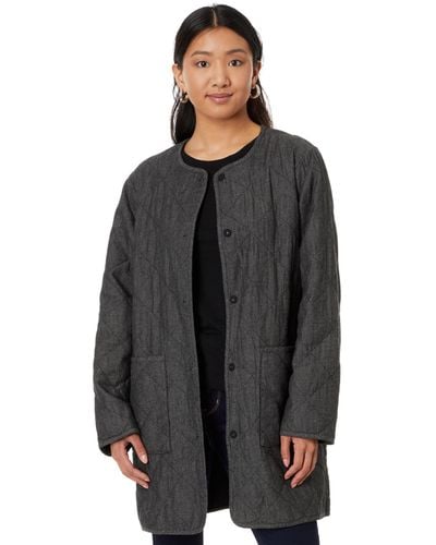 Eileen Fisher Long Quilted Coat - Gray