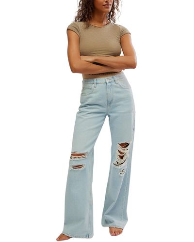 Free People Tinsley Baggy High-rise Skinny - Blue