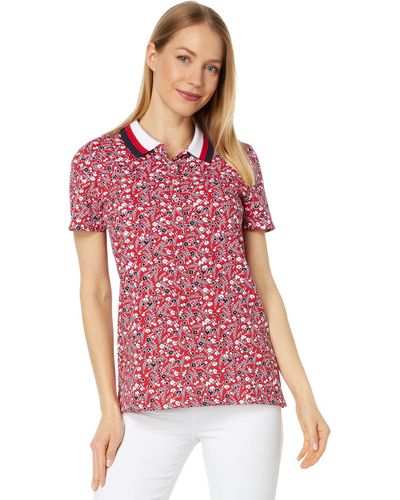 Tommy Hilfiger Short Sleeve Ditsy Polo - Red