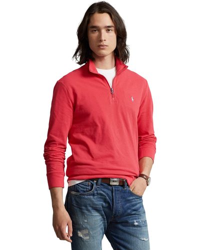 Polo Ralph Lauren Cotton Mesh 1/4 Zip Pullover - Red