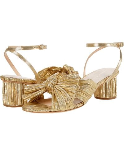 Loeffler Randall Dahlia Pleated Knot Mule With Ankle Strap - Metallic