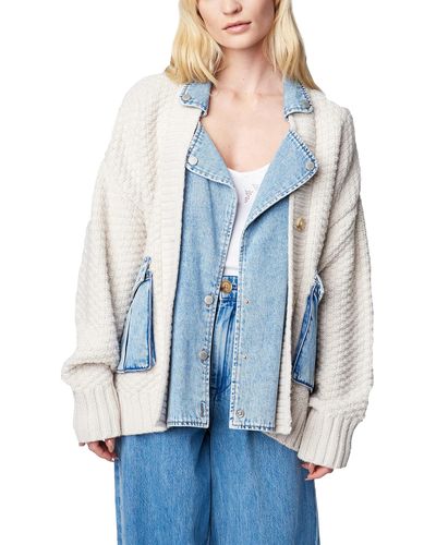 Blank NYC Denim And Knit Cardigan In Last Call - Blue
