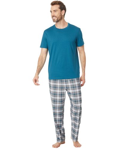 Nautica Flannel Plaid Pajama Pants Set - Blue