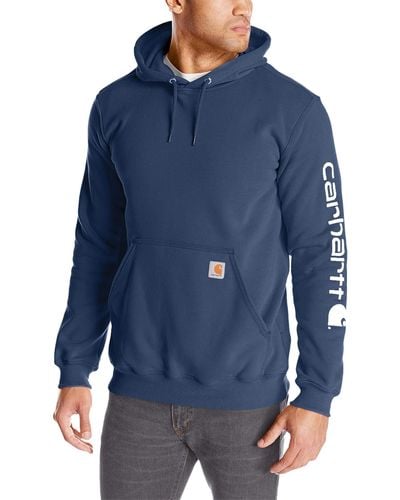 Carhartt Midweight Signature Sleeve Logo Hooded Sweatshirt - Blue