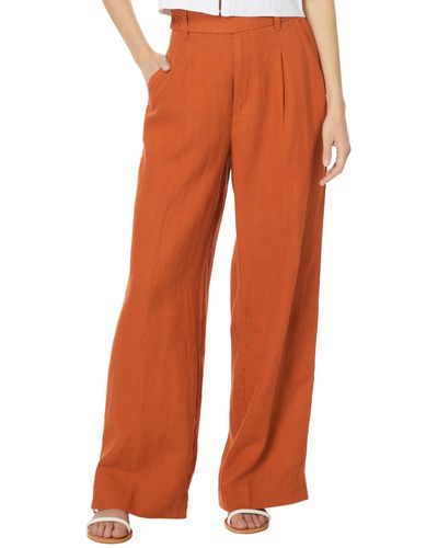 Madewell The Harlow Wide-leg Pant In 100% Linen - Orange