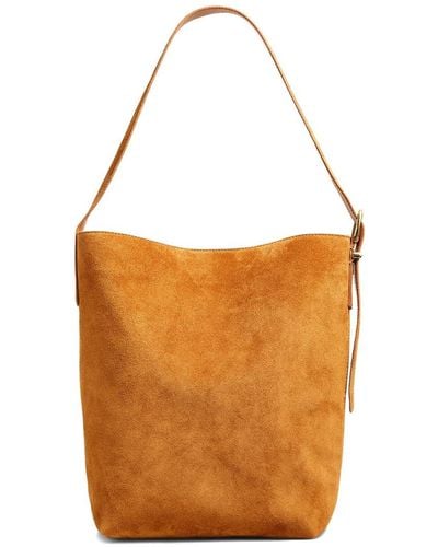 Madewell The Essential Bucket Tote In Suede - Black