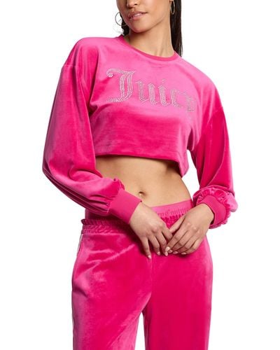 Juicy Couture Balloon Sleeve Pullover With Front Bling - Pink