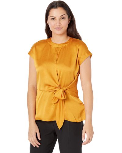 MICHAEL Michael Kors Short Sleeve Wrap Top - Orange