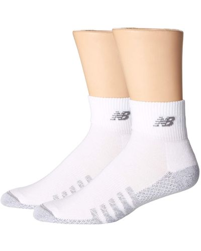 New Balance Thin Coolmax Quarter Socks 2-pair (white) Men's Quarter Length Socks Shoes