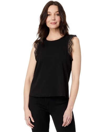 Vince Camuto Sleeveless Blouse With Trim - Black