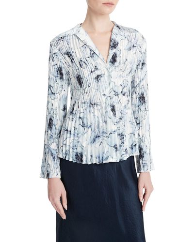 Vince Washed Lily Pleated Blouse - Blue