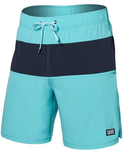 Saxx Underwear Co. Oh Buoy Color-blocked 2-n-1 Volley 7 - Blue