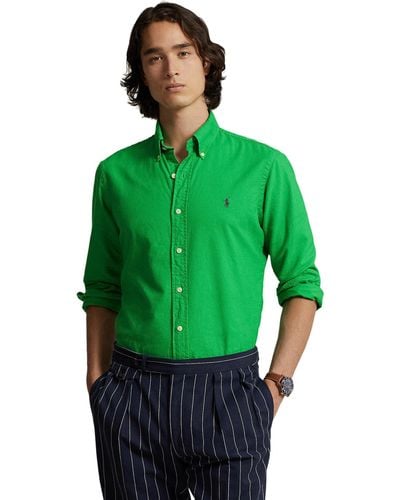Polo Ralph Lauren Classic Fit Long Sleeve Garment Dyed Oxford Shirt - Green