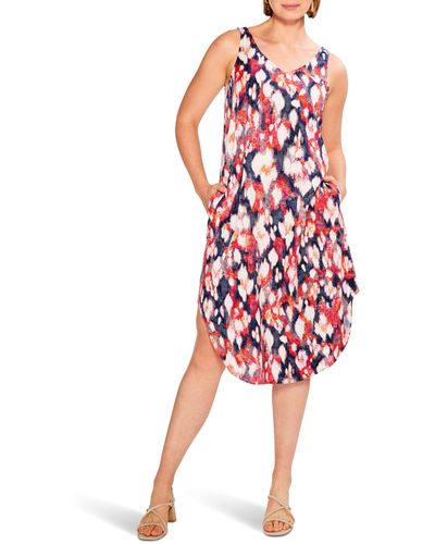 NIC+ZOE Nic+zoe Floral Ikat Live In Dress - Red