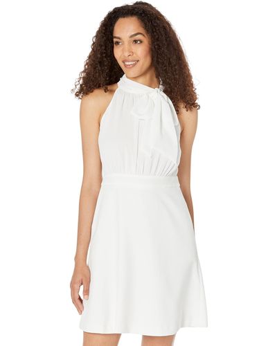 Vince Camuto Chiffon Bow Neck Signature Crepe A-line Skirt Twofer - White