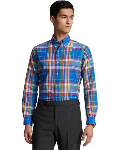Polo Ralph Lauren Classic Fit Plaid Oxford Shirt - Blue