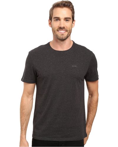 Calvin Klein Short Sleeve Pima Cotton Crew T-shirt (black) Men's T Shirt - Metallic