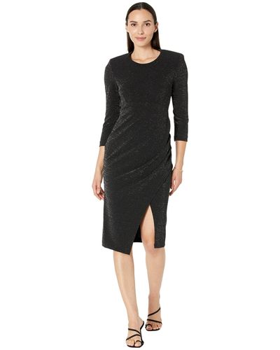 Calvin Klein Long Sleeve Ruched Midi Dress - Black