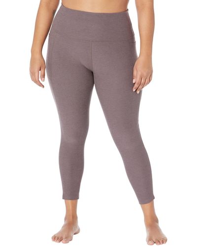 Beyond Yoga Plus Size Out Of Pocket High Waisted Spacedye Midi Leggings - Gray