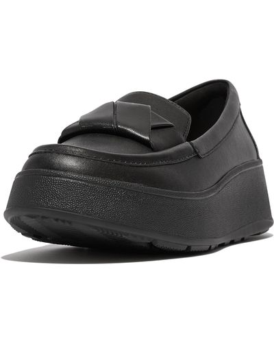 Fitflop F-mode Folded-leather Flatform Loafers - Black