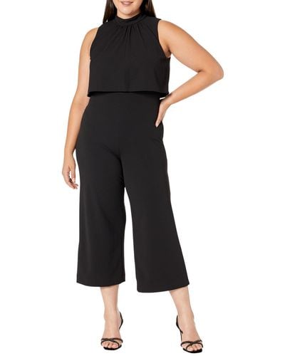 DKNY Women's V Neck D Buckle Jumpsuit Black Size 12