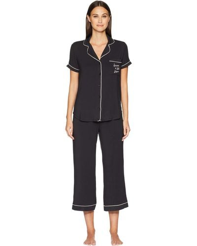 Kate Spade Dream A Little Dream Cropped Pajama Set - Black