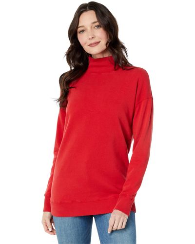 Mod-o-doc French Terry Long Sleeve Turtleneck Tunic - Red