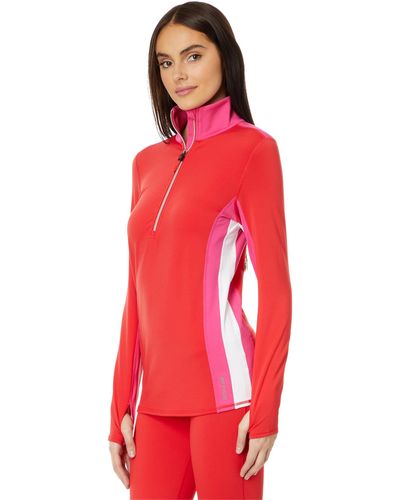 Hot Chillys Micro Elite Chamois Color-block Zip-t - Red