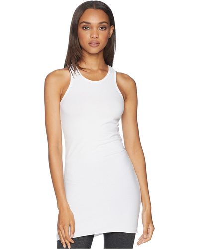 Hard Tail Long Racer Tank Top In Supima Spandex - White