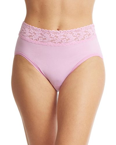 HANKY PANKY Lace-trimmed cotton-jersey low-rise briefs