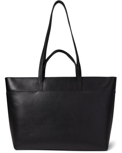 Madewell The Zip-top Essential Tote In Leather - Black
